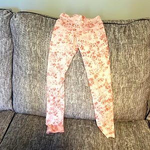 Pink and white leggings